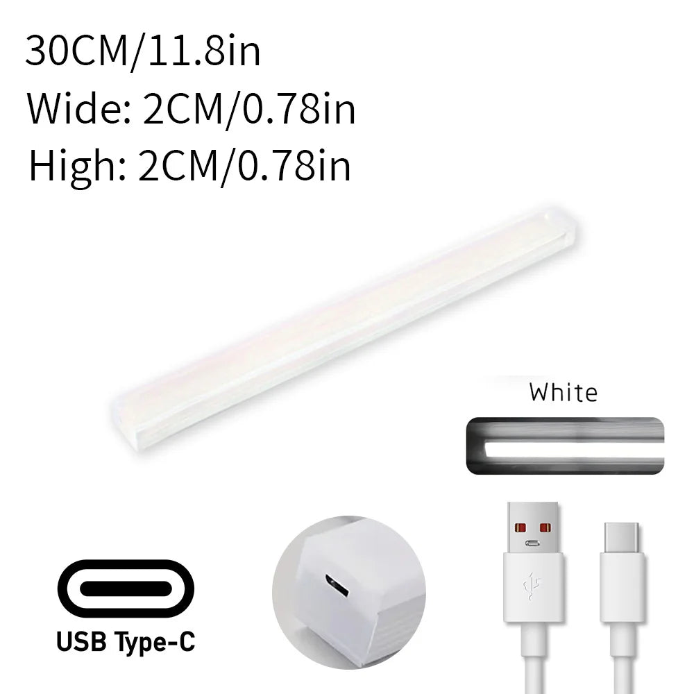 LED Motion Sensor Light Type C Rechargeable Light Wireless LED Night Light Cabinet Wardrobe Lamp Staircase Backlight For Kitchen