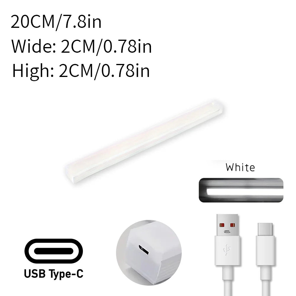 LED Motion Sensor Light Type C Rechargeable Light Wireless LED Night Light Cabinet Wardrobe Lamp Staircase Backlight For Kitchen