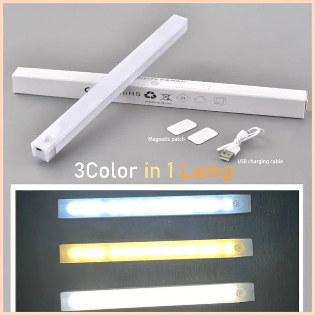 LED Motion Sensor Light Type C Rechargeable Light Wireless LED Night Light Cabinet Wardrobe Lamp Staircase Backlight For Kitchen