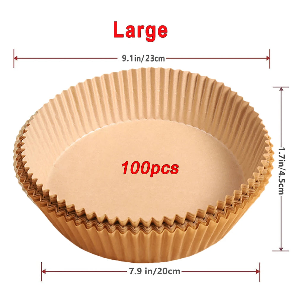 Air Fryer Paper 100pcs Disposable Air Frying Baking Paper Round Square Air Fryer Liners Baking Paper Air Fryer Accessories 50pcs