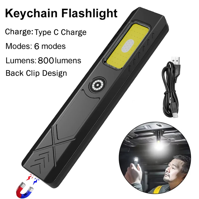 LED Hat Clip Flashlight USB-C Rechargeable 800LM Birght Torch Light- With Magnet, Portable Mini Flood Work Light/Pocket Lantern