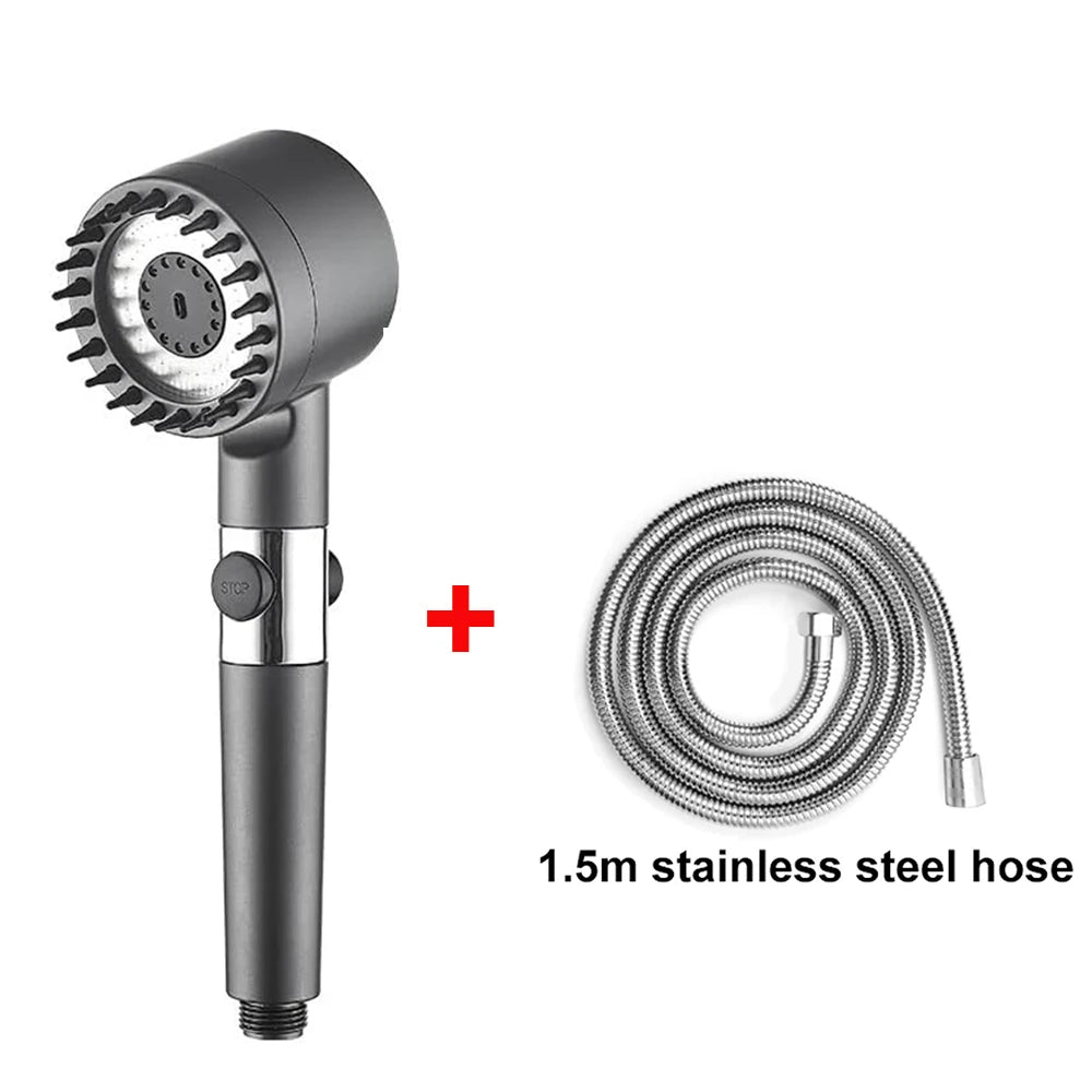 Shower Head with Filter High Pressure Shower Knobs Showers Head One-Key Stop Water Massage Shower System Bathroom Accessories