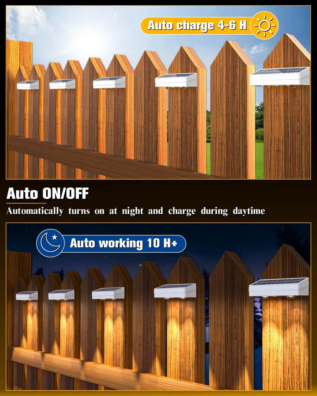 12 Pack Solar Fence Lights, 50 Lumens RGB LED Outdoor Waterproof with Auto On/Off for Patio Backyard Deck
