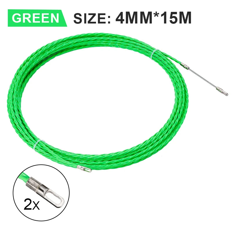 4mm 5M-50M Fiberglass Cable Push Pullers Guide Device Threader Duct Snake Rodder Fish Tape Wire Wiring Installation Aid Tool