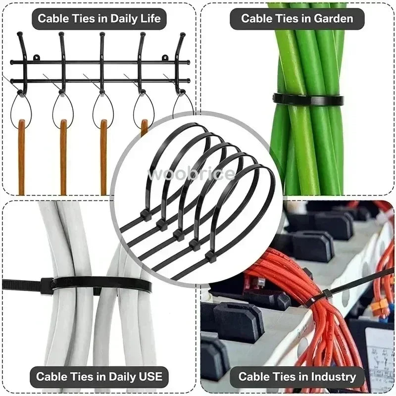 10-1000 pcs plastic clamping collar rilsan Cable ties clamp greenhouse plastic clamps self-tightening plastic necklace belts