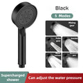 Black 5 Modes Shower Head Adjustable High Pressure Water Saving Shower Head Water Massage Shower Head Bathroom Accessories