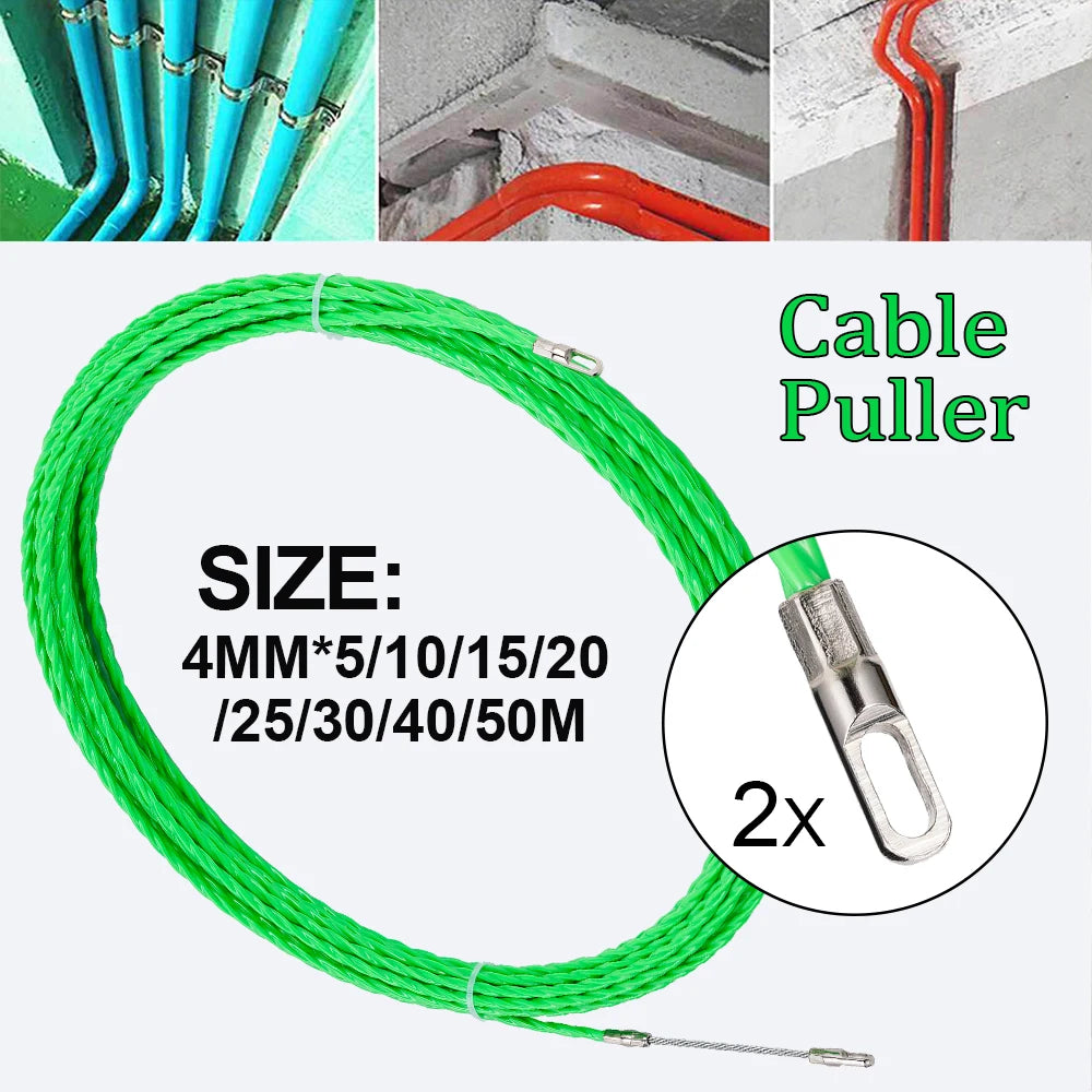 4mm 5M-50M Fiberglass Cable Push Pullers Guide Device Threader Duct Snake Rodder Fish Tape Wire Wiring Installation Aid Tool