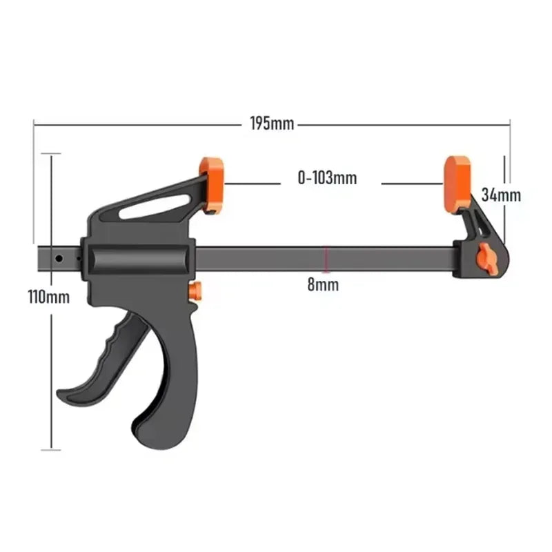 2PCS Woodworking Work Bar 4 Inch Clamp Clip Set Hard Quick Ratchet Release Clip DIY Carpentry Hand Tool Woodworking Clamp