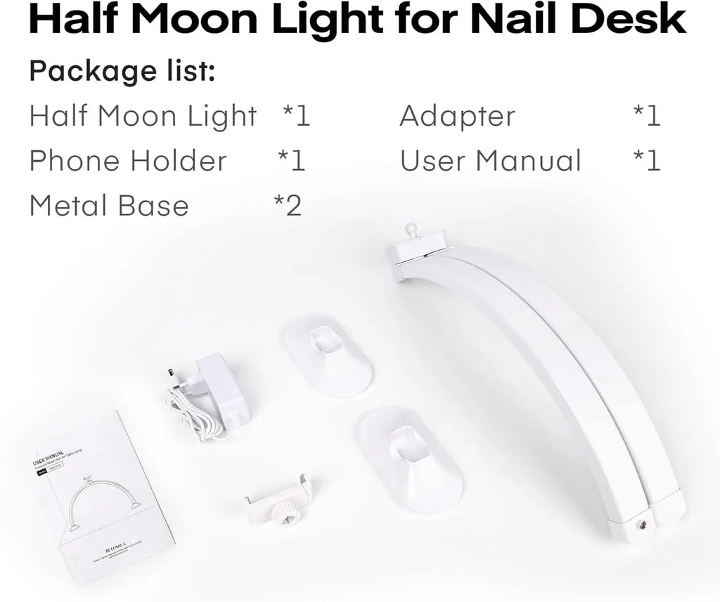 Half Moon Light U-Shaped Nail Art Home Beauty Lamp Beauty Salon Desktop Nail Care Simple Led Work Desk Lamp 36W 24inch Light