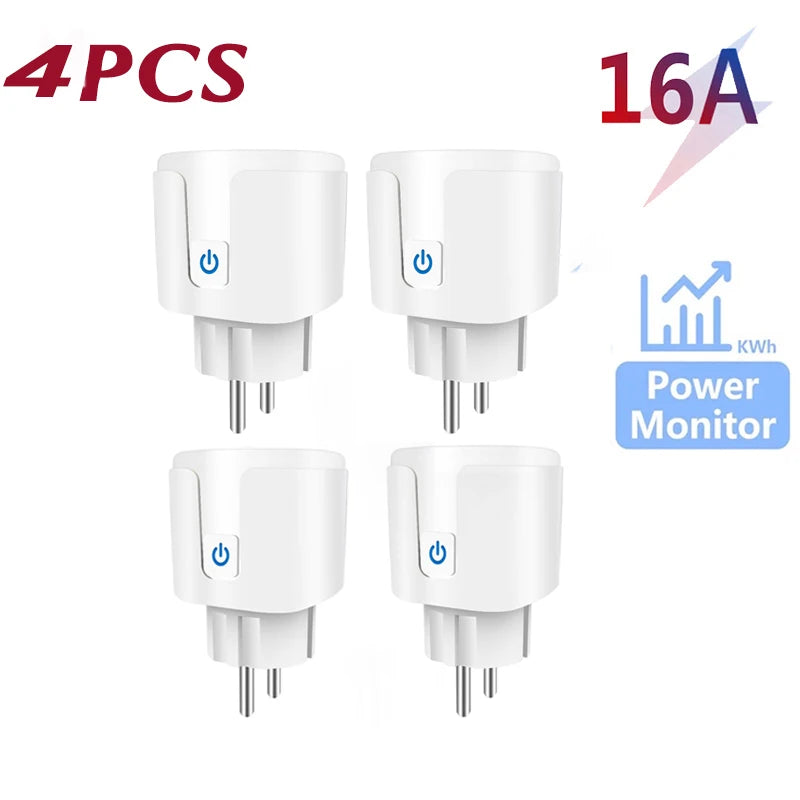 Smart Plug WiFi Socket EU 16A/20A With Power Monitor Timing Function Tuya Smart Life APP Control Works With Alexa Google Home