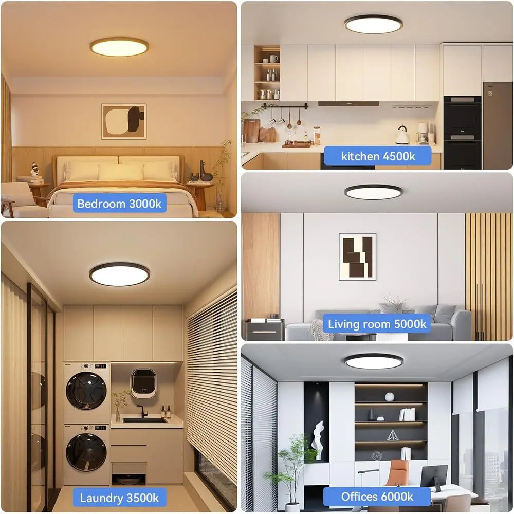 12 Inch Dimmable LED Ceiling Light Fixture 28W 3200LM 5 Color Temperature in One Super Slim Round Ceiling Lamp Low Profile Ceili