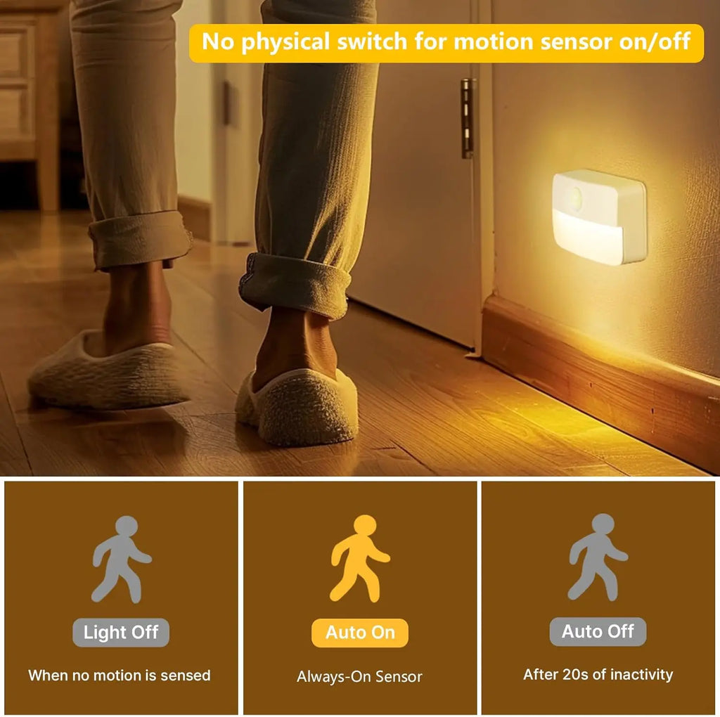 8 Pack Motion Sensor Stair Lights, Battery Operated Wireless LED Night Lamps for Indoor Use