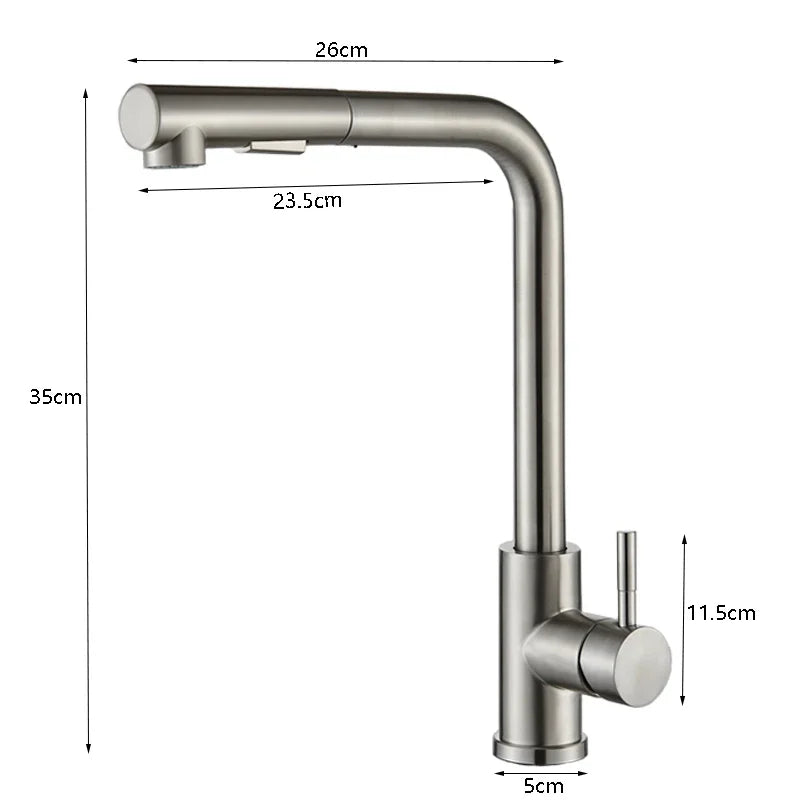 Free Shipping Black Pull Out Kitchen Sink Faucet Two Model Stream Sprayer Nozzle Stainless Steel Hot Cold Wate Mixer Tap Deck