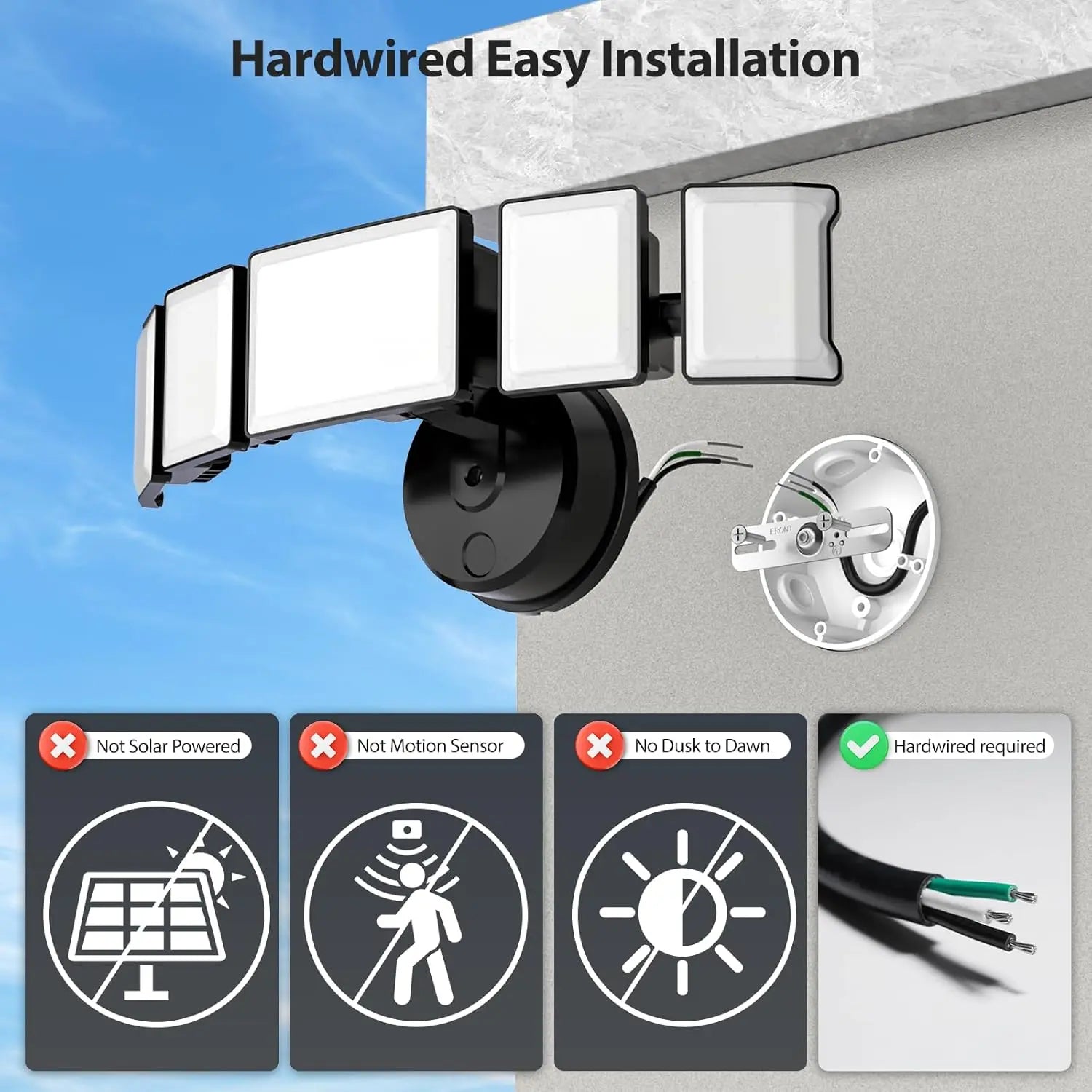 130W LED Flood Light with 5 Adjustable Heads, 13000LM Brightness, IP65 Waterproof for Outdoor Security Lighting