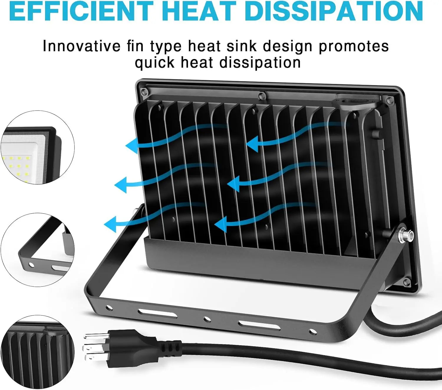 130W LED Flood Light, 13000lm Outdoor Work Light with Plug, IP66 Waterproof Security Lights for Yard Stadium Lawn