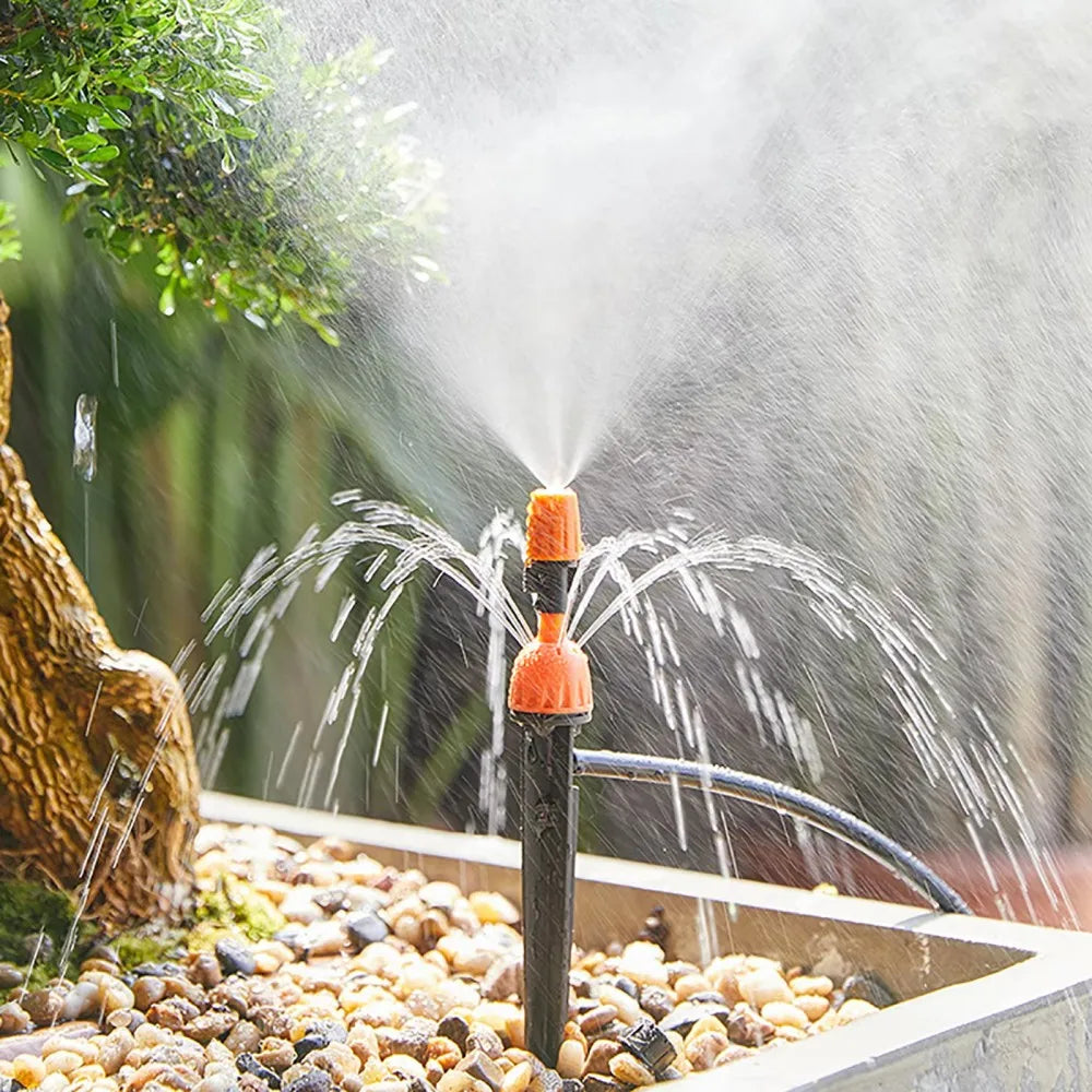 5-20Pcs 2-IN-1 Drip Misting Sprinkler Adjustable Atomized 1/4" Barb Nozzle Garden Greenhouse Flowerbed Bonsai Lawn Water Irrigat