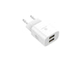 Techancy Carregador De Parede Usb Branco TA2772, Carregamento 5V-2.4A 2usb Compatível Com Diferentes Necessidades De Dispositivos