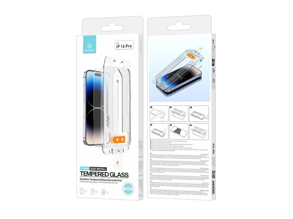 Techancy Protetor De Ecrã De Vidro Temperado KS2202, Compatível Com O Iphone 16 Pro, Fornecido Com Caixa De Instalação Rápida