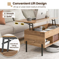 NNECW Lift Top Coffee Table with Hidden Compartment & 3 Open Cubbies